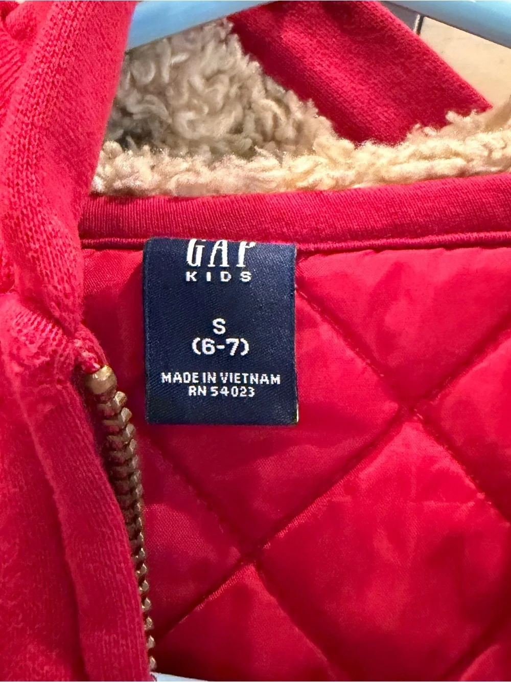 GAP Red Zip-Up Hooded Sweatshirt Size 6-7